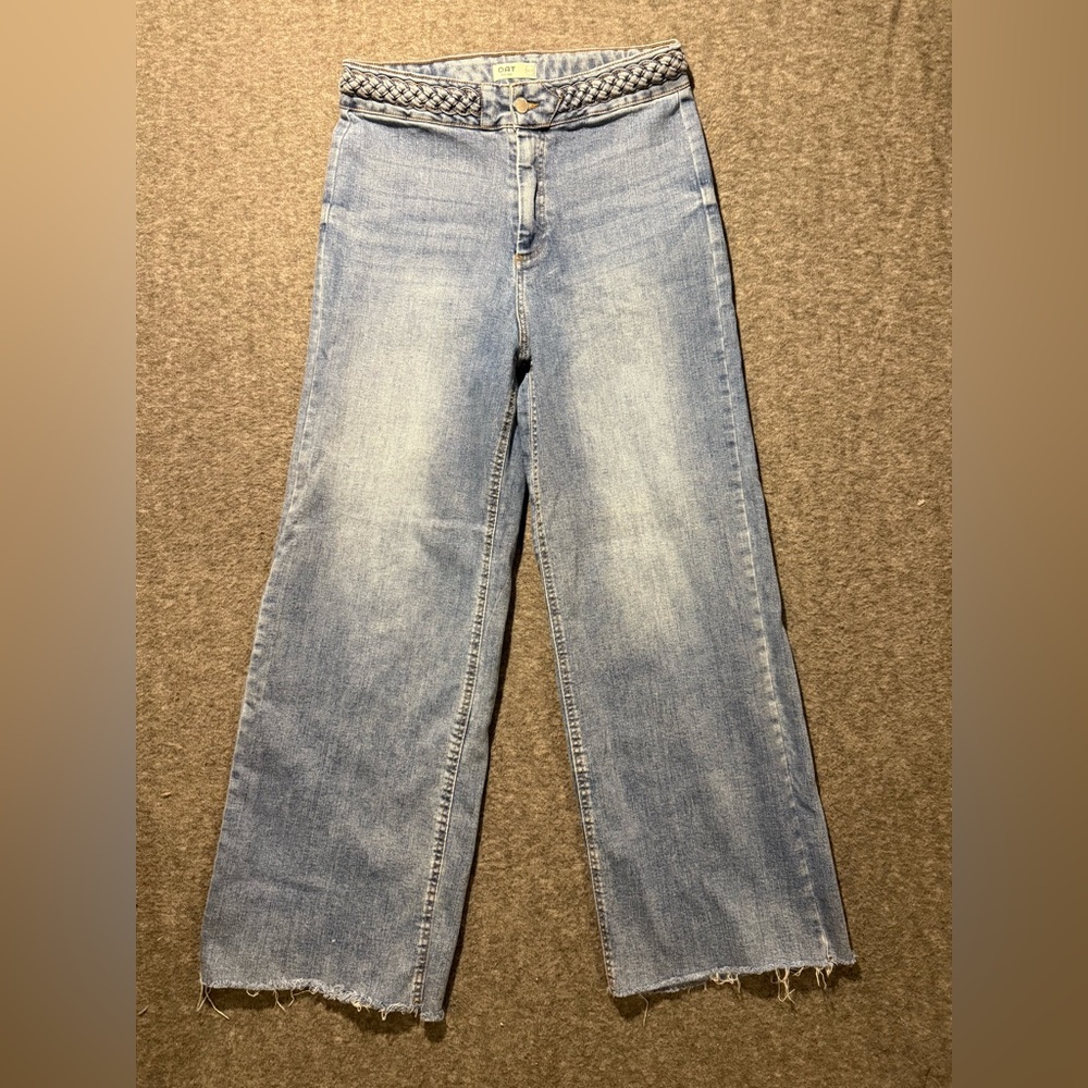 Oat New York Jeans Womens 12/31 (fit 31x29) blue Wide Leg High Rise Baggy Fray